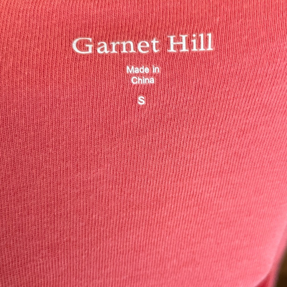 Women's Small Garnet Hill Orange Floral Embroidered Cotton Blend T-Shirt - Picture 4 of 5